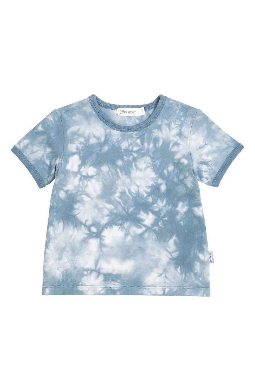 NEW MILES THE LABEL little kid boys tie dye ringer tee in blue/gray